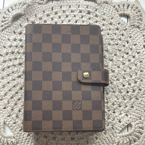 Agenda MM gold rings- Louis Vuitton Damier Ebene Brown Planner Cover